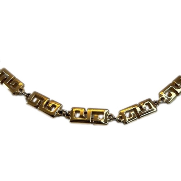 Vintage D’Orlan Gold Tone Greek Key Link Necklace Signed 24” - Picture 4 of 9